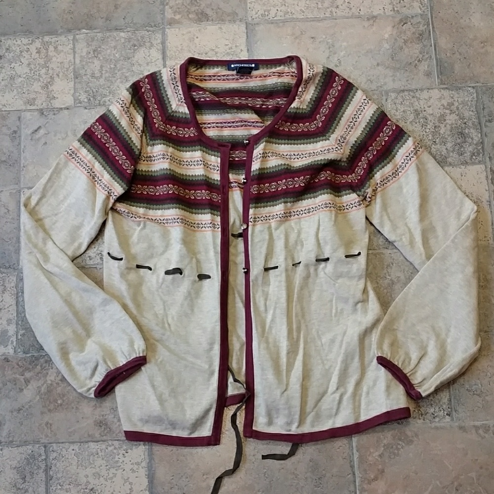 Fair Isle boho cardigan sweater size PL